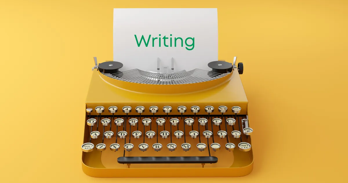 タイプライターにwritingの文字